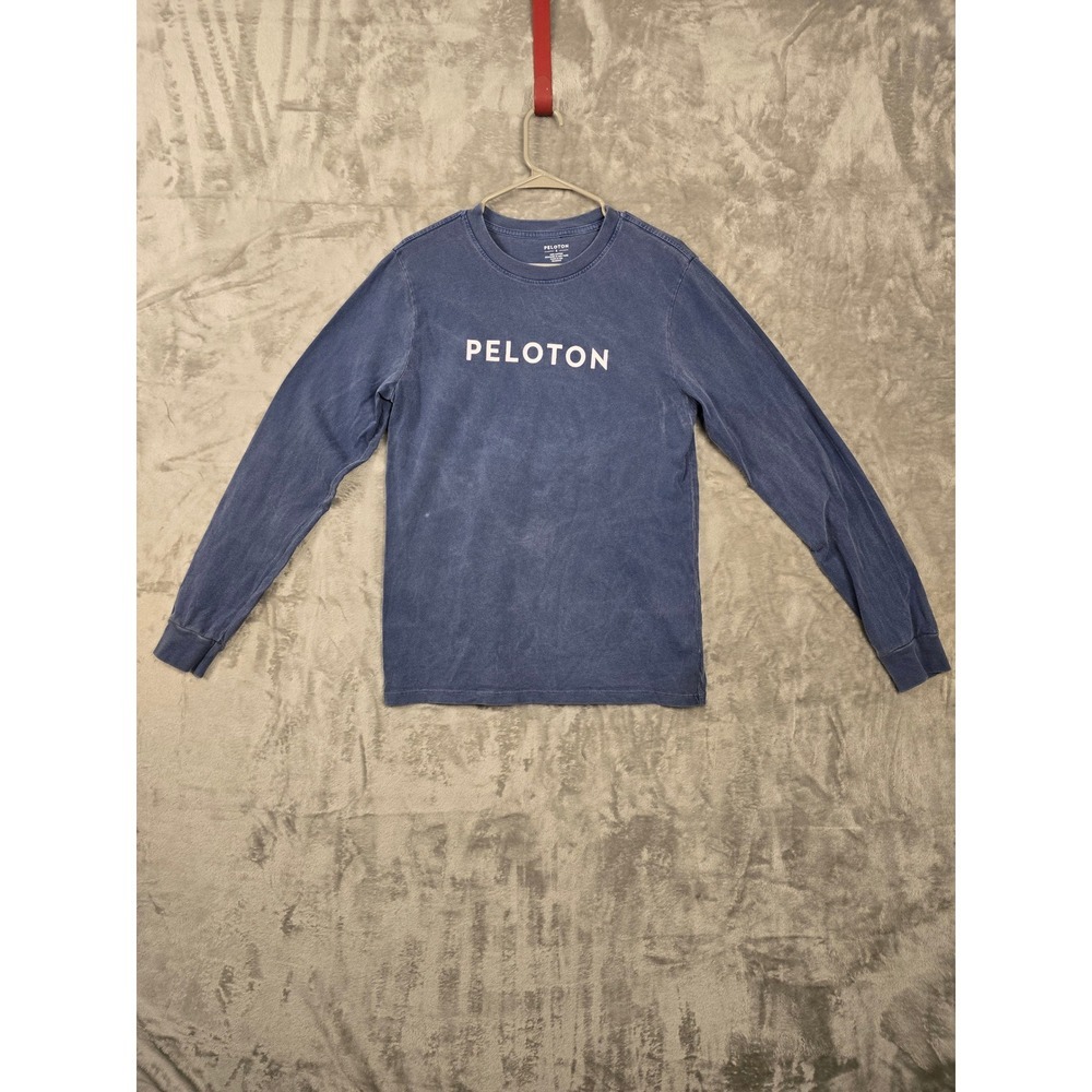 Peloton Long Sleeve T Shirt Blue Graphic Print Women's Size Small Cotton